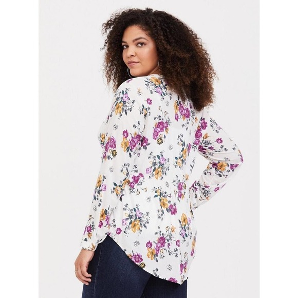 Torrid White Floral Challis Button Blouse Women's Plus Size 4 4X H14448 - Picture 8 of 11